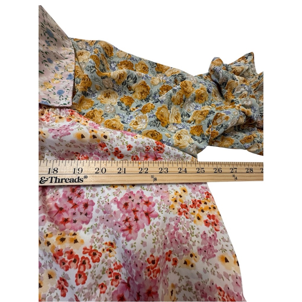 Umgee Patchwork Floral Button-Up Top Coquette Cot… - image 4